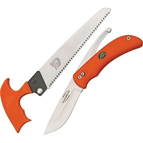 Outdoor Edge SwingBlaze Pak Combo Double Blade Hunting Knife And Bone Saw With Leather Sheath SZP-1