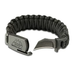 Outdoor Edge ParaClaw Paracord Survival Bracelet Large With 1.5 Inch Knife Blade Black PCK-90C