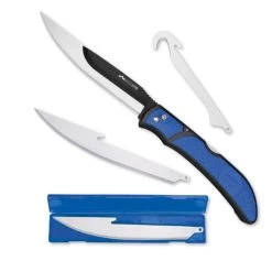Outdoor Edge RazorFin Folding Fillet Knife With Boning-Fillet Blades, Gutting Blade Blue RFU-50C