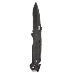 SOG Knives ESCAPE CLIP POINT BLACK SERRATED Pocket Knife SOG-FF25-CP